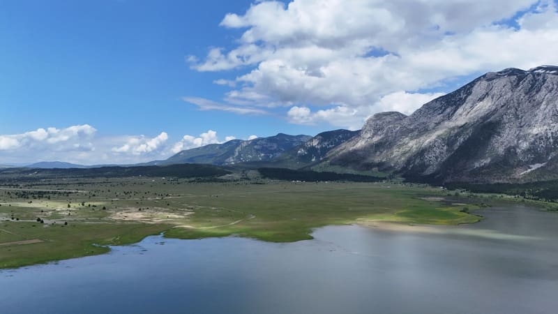 Aerial view of a lake and mountains in Bosnia and Herzegovina